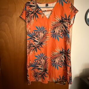 SHEIN Orange Leaf Print Dress